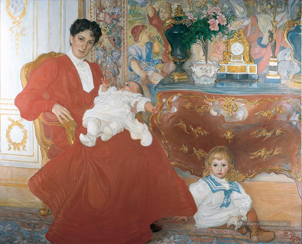 Mme dora lamm et ses deux fils aînés 1903 Carl Larsson Peintures à l'huile